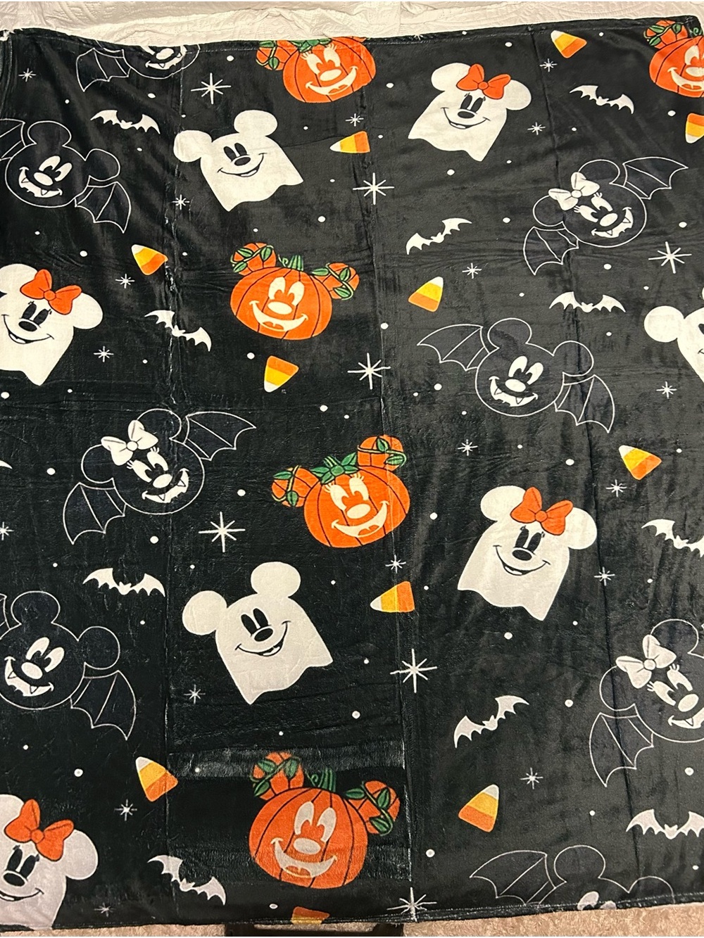 Black Halloween Mickey Mouse blanket. 60x50”